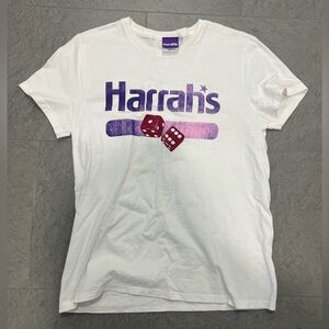 EUC Harrah's Women’s Dice Graphic T-Shirt in White/Purple